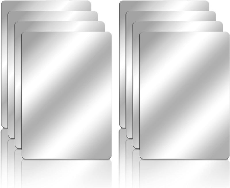 Marsui 8 Pieces Shatter Proof Plastic Mirror Craft 4 x 6 Inch Small Mirror Tiles Bulk with Soft Round Corners Double Sided Protective Film Reflector Sheets Art Craft Supply for Bathroom Home Decor - Image 1